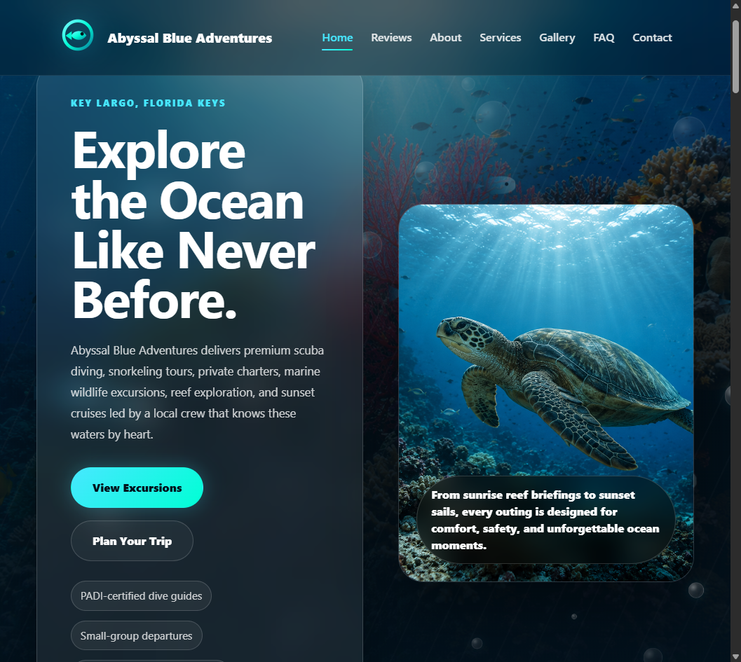 Abyssal Blue Lite Tourism Website Template preview